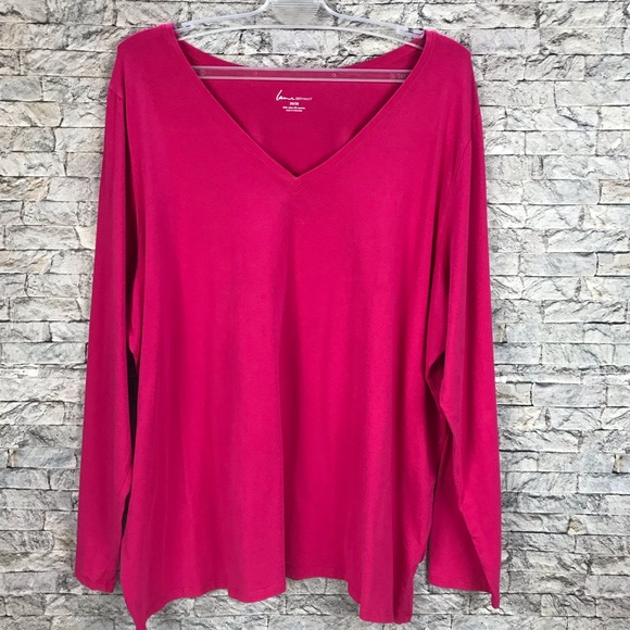 Lane Bryant 26/28 Long Sleeve V-neck Pink T-Shirt - Picture 8 of 16